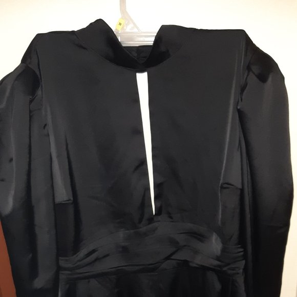 Open back satin black romper - Picture 1 of 4